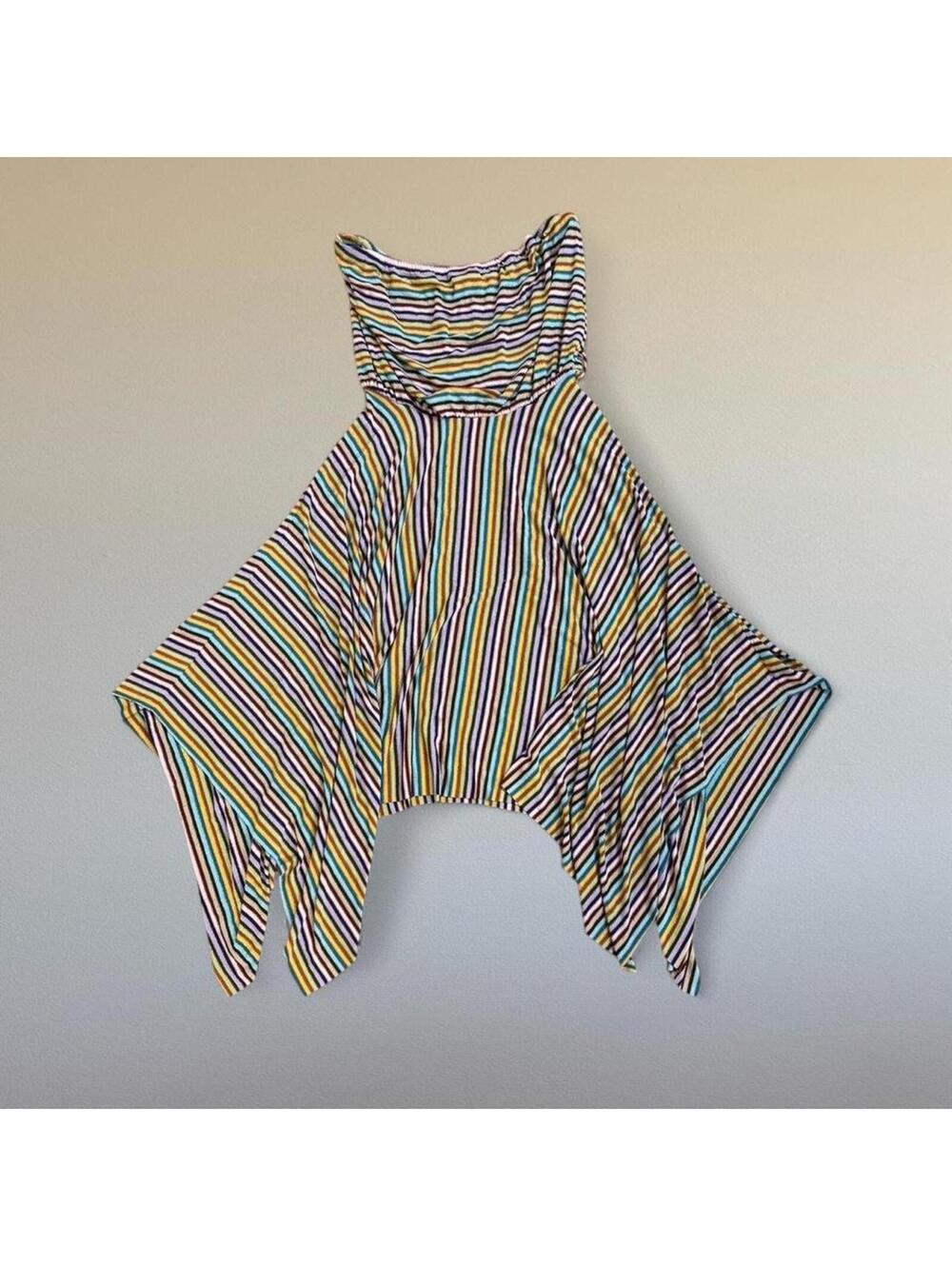 Asymmetrical striped strapless dress size small. - Picture 2 of 4